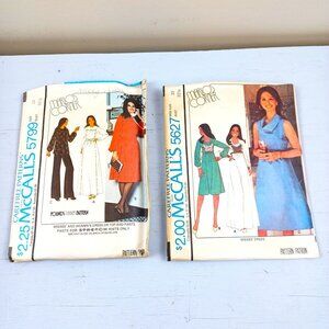 McCalls Vintage Sewing Patterns 5799 & 5627 Misses Dresses Tops Pants Size 10 Bu